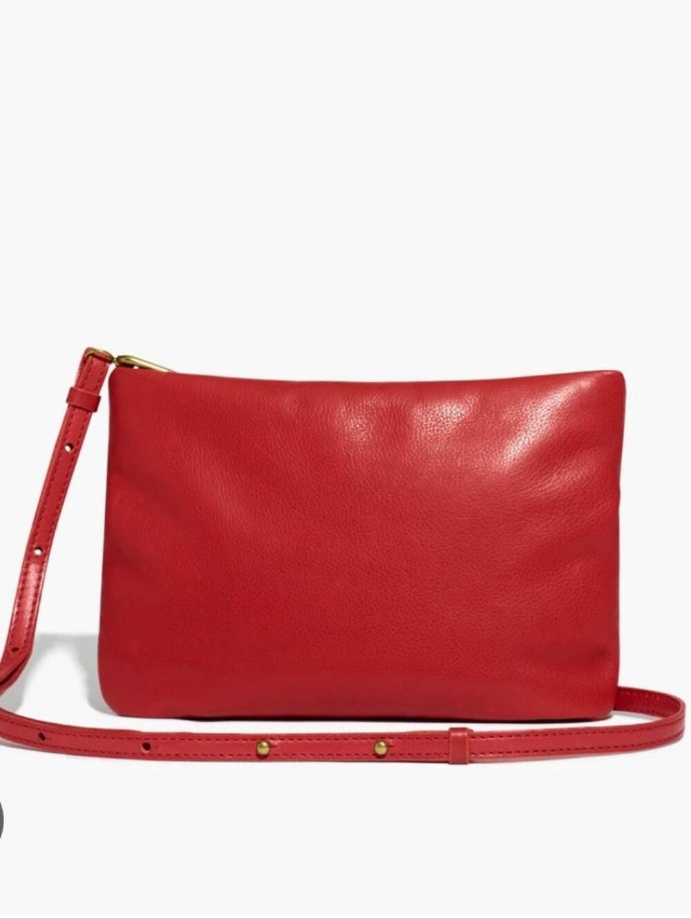 Madewell Bag The Puffer Scarlet Leather Detachable Adjustable Strap Crossbody